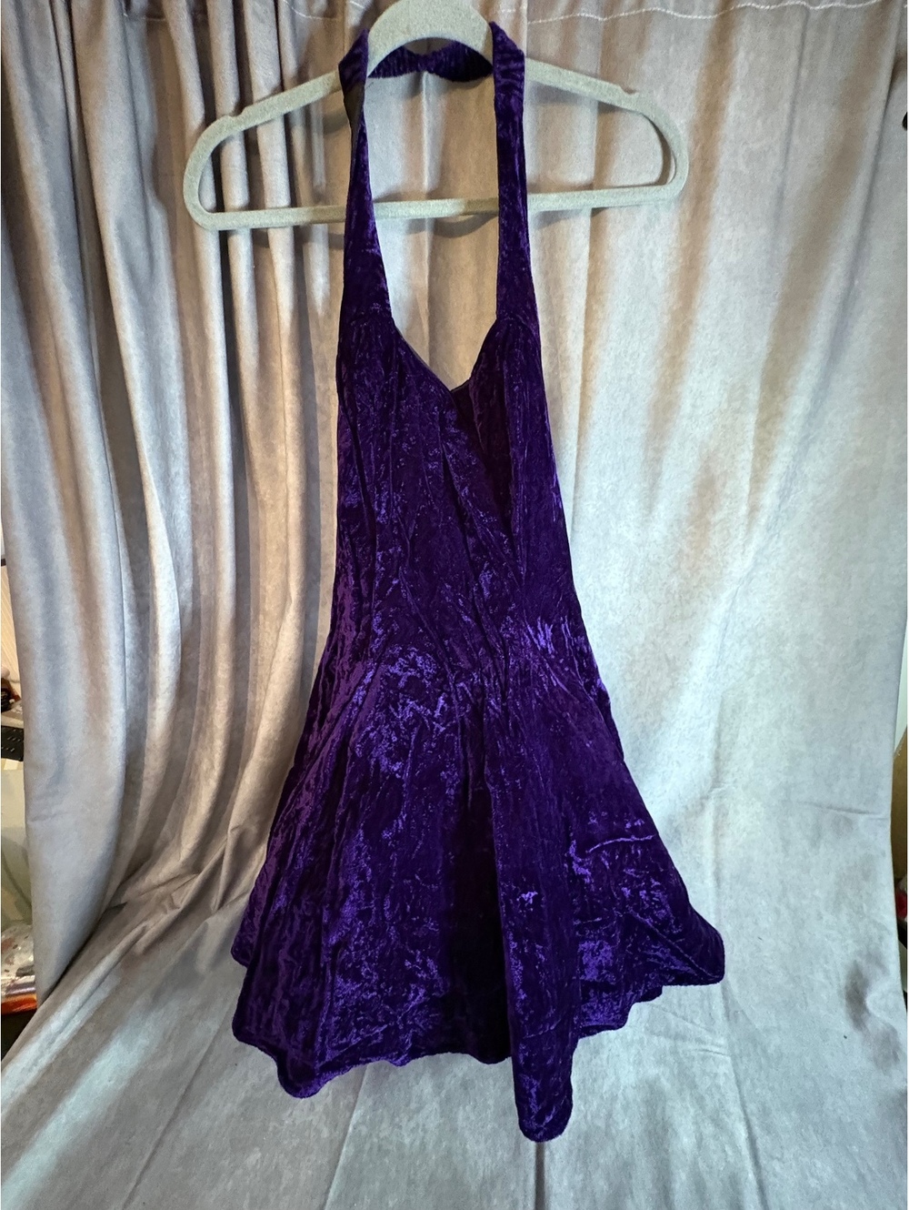 Vintage Masquerade Purple Velvet Halter Dress Size 7 Gothic Prom Y2K